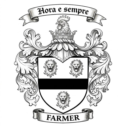 The Farmer Family Coat of Arms digital download: Includes Color PNG, B&W PNG, and SVG vector files