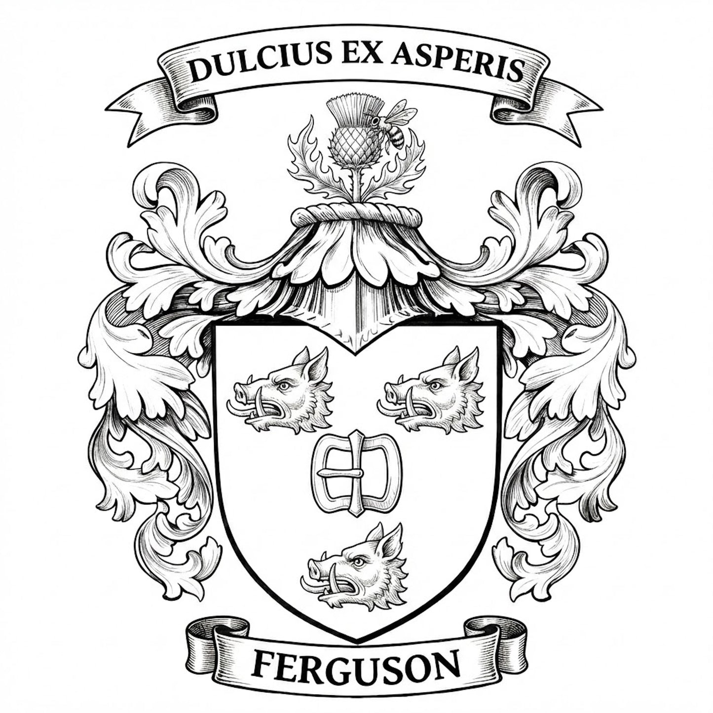 The Ferguson Family Coat of Arms digital download: Includes Color PNG, B&W PNG, and SVG vector files
