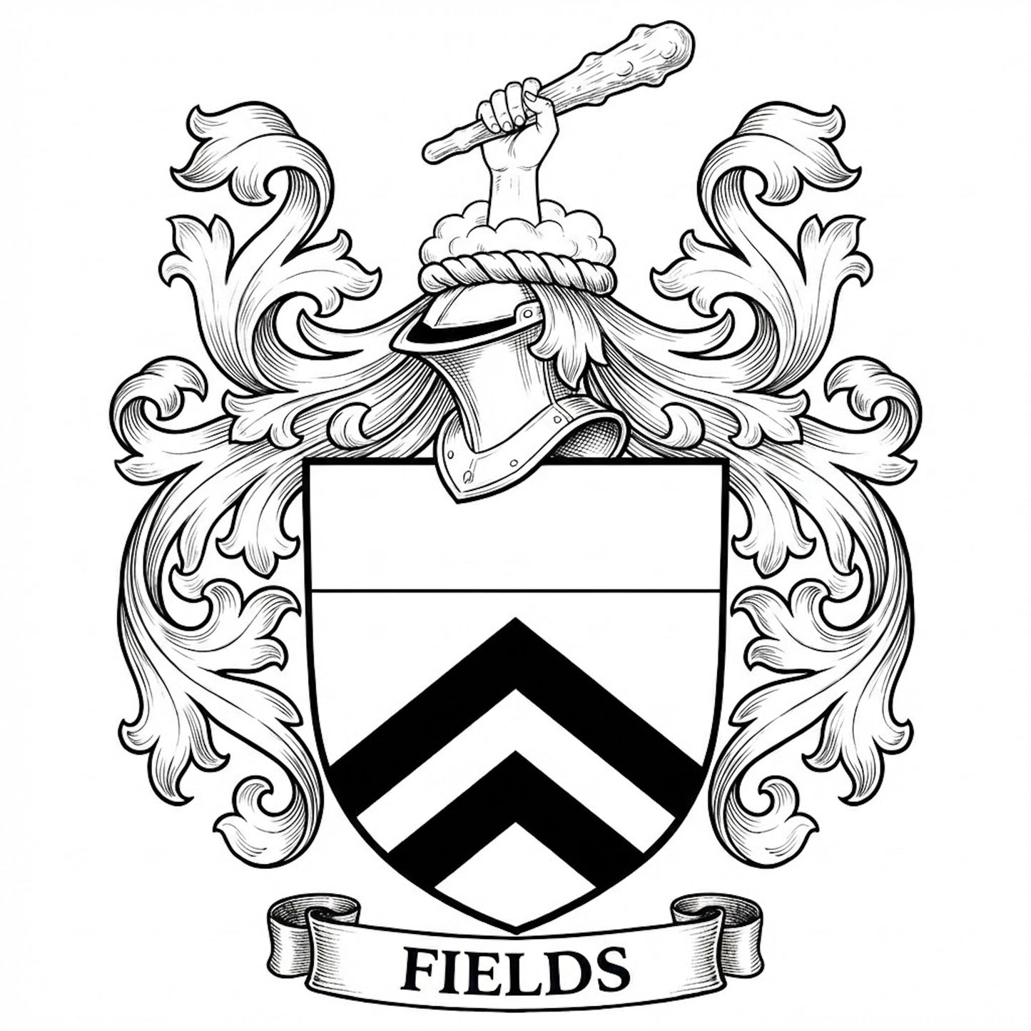 The Fields Family Coat of Arms digital download: Includes Color PNG, B&W PNG, and SVG vector files