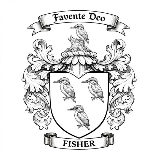 The Fisher Family Coat of Arms digital download: Includes Color PNG, B&W PNG, and SVG vector files