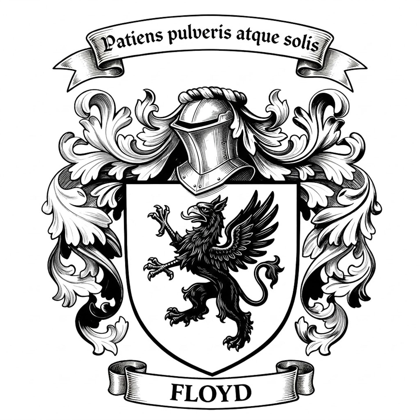 The Floyd Family Coat of Arms digital download: Includes Color PNG, B&W PNG, and SVG vector files