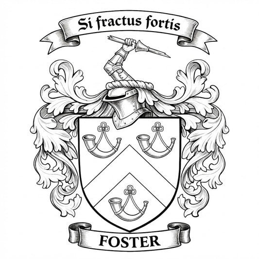 The Foster Family Coat of Arms digital download: Includes Color PNG, B&W PNG, and SVG vector files