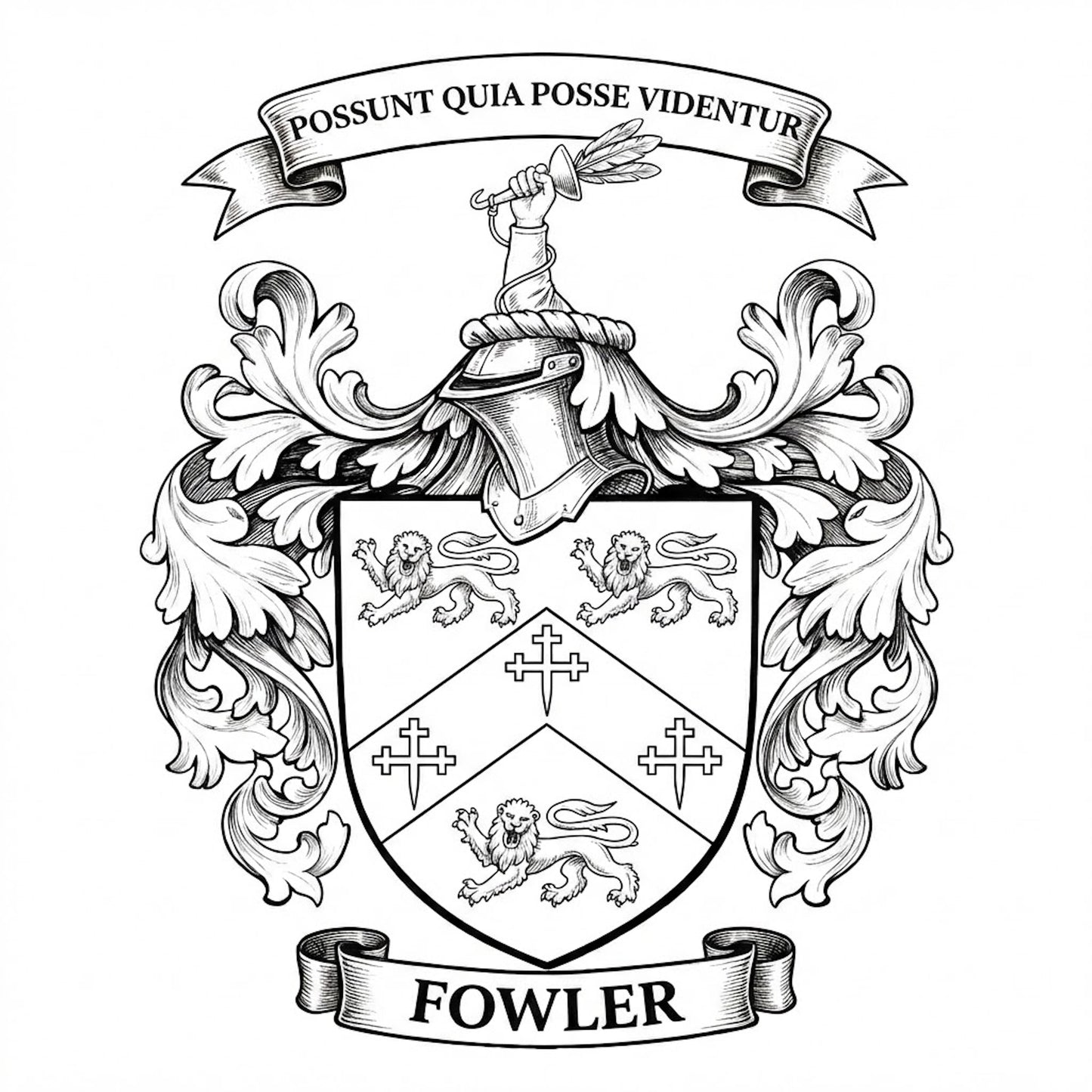 The Fowler Family Coat of Arms digital download: Includes Color PNG, B&W PNG, and SVG vector files