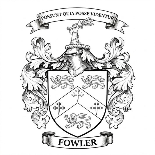 The Fowler Family Coat of Arms digital download: Includes Color PNG, B&W PNG, and SVG vector files