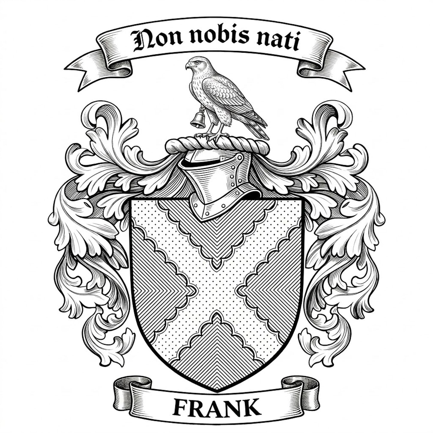 The Frank Family Coat of Arms digital download: Includes Color PNG, B&W PNG, and SVG vector files