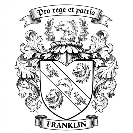 The Franklin Family Coat of Arms digital download: Includes Color PNG, B&W PNG, and SVG vector files