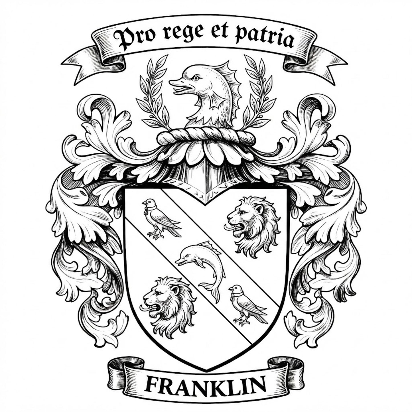 The Franklin Family Coat of Arms digital download: Includes Color PNG, B&W PNG, and SVG vector files