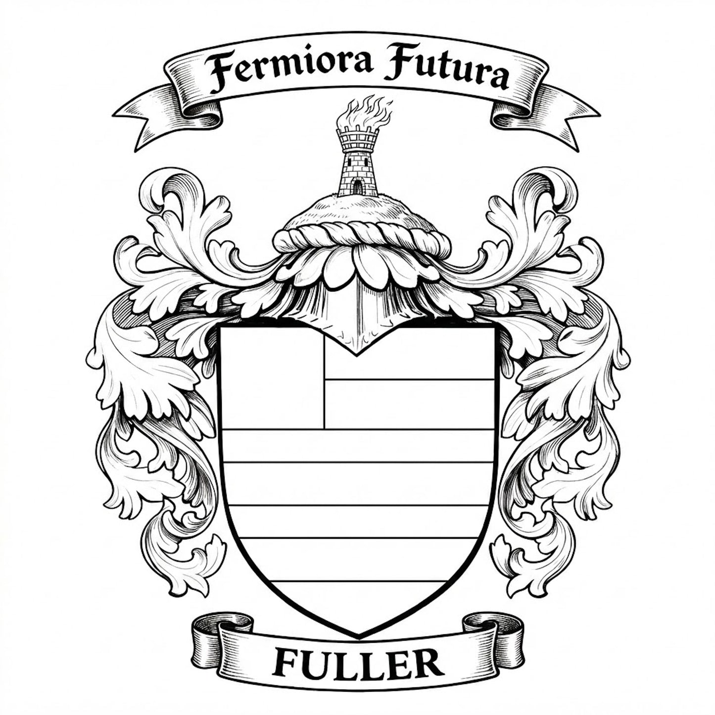 The Fuller Family Coat of Arms digital download: Includes Color PNG, B&W PNG, and SVG vector files
