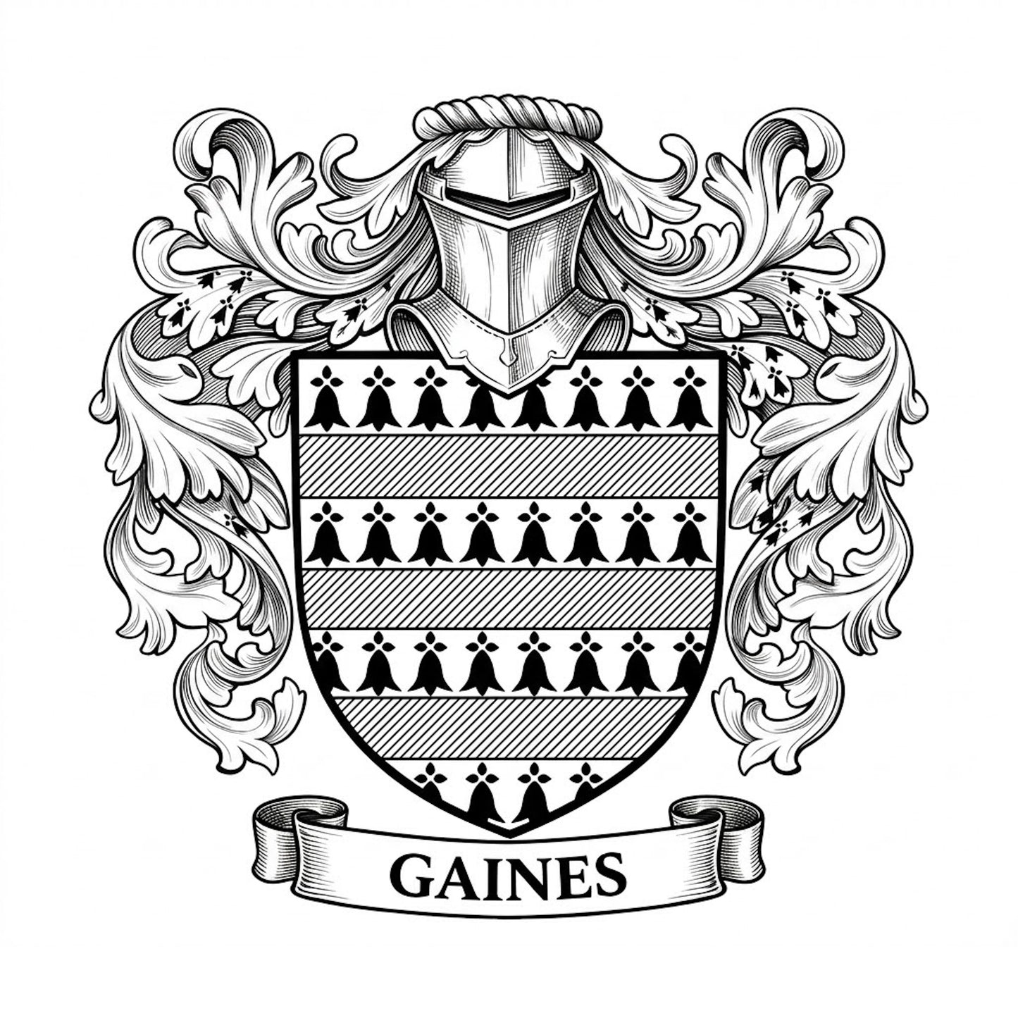 The Gaines Family Coat of Arms digital download: Includes Color PNG, B&W PNG, and SVG vector files