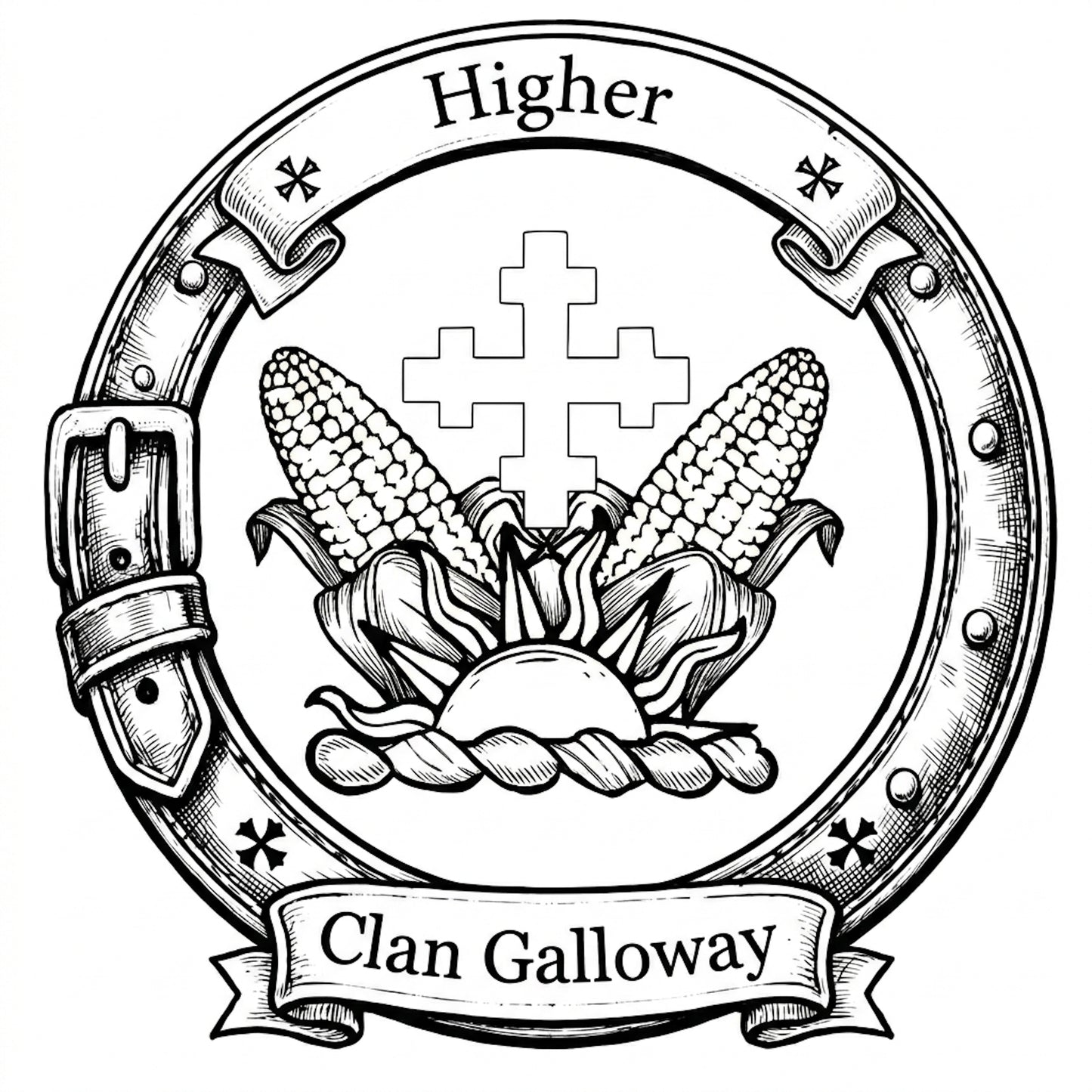 Clan Galloway Crest digital download: Includes Color PNG, B&W PNG, and SVG vector files