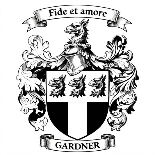The Gardner Family Coat of Arms digital download: Includes Color PNG, B&W PNG, and SVG vector files