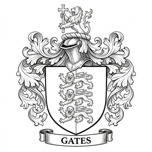The Gates Family Coat of Arms digital download: Includes Color PNG, B&W PNG, and SVG vector files