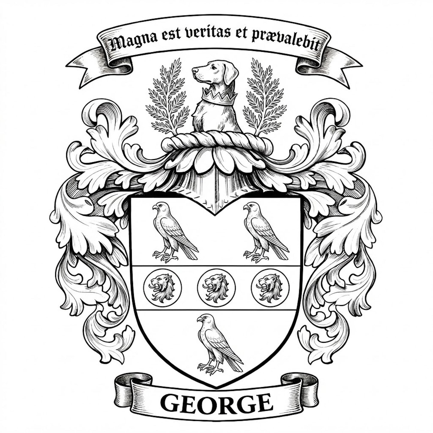 The George Family Coat of Arms digital download: Includes Color PNG, B&W PNG, and SVG vector files