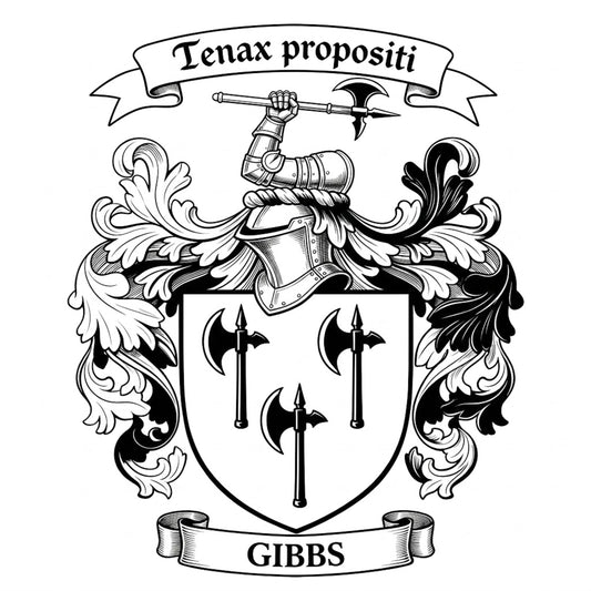 The Gibbs Family Coat of Arms digital download: Includes Color PNG, B&W PNG, and SVG vector files