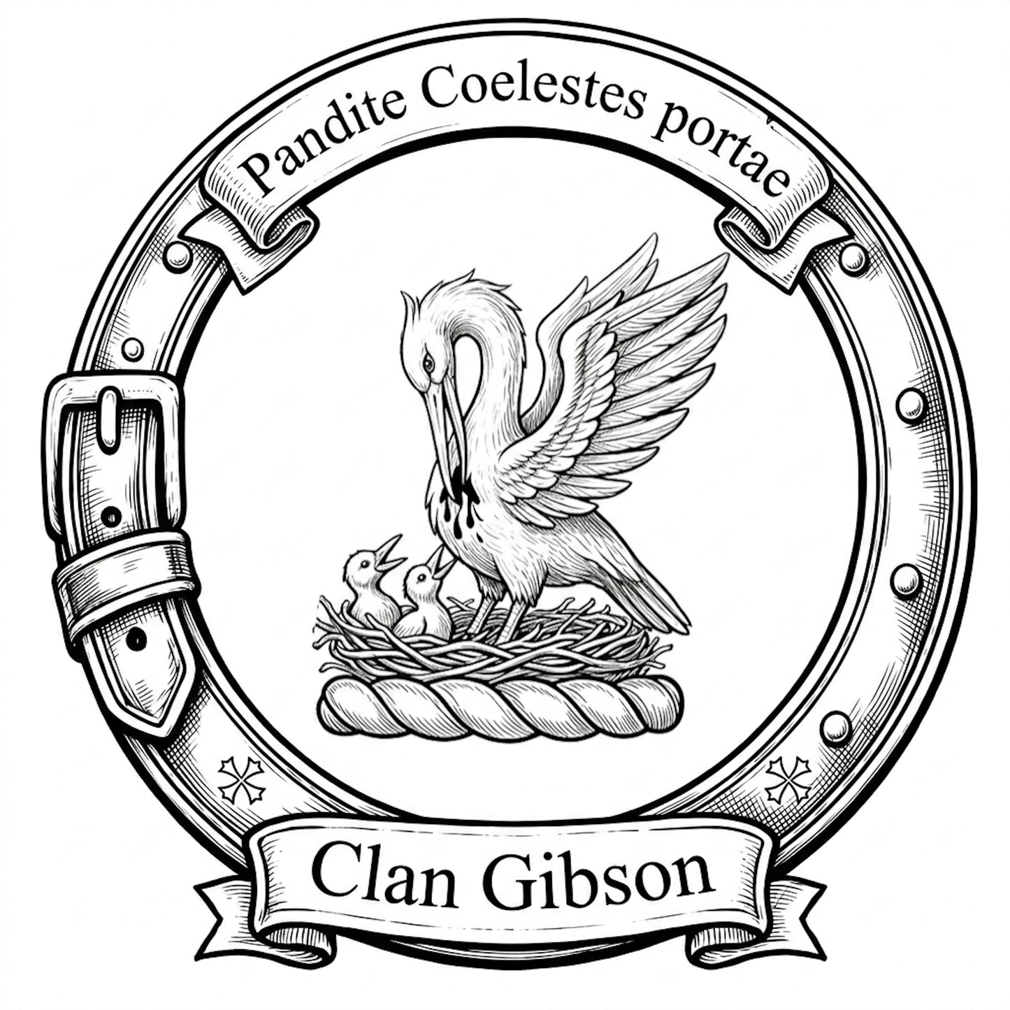 Clan Gibson Black and White Crest digital download: Includes Color PNG, B&W PNG, and SVG vector file
