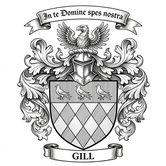 The Gill Family Coat of Arms digital download: Includes Color PNG, B&W PNG, and SVG vector files