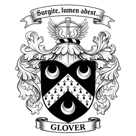 The Glover Family Coat of Arms digital download: Includes Color PNG, B&W PNG, and SVG vector files