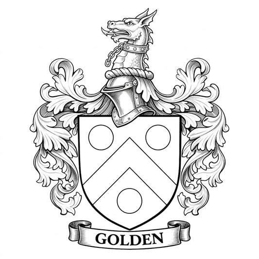 The Golden Family Coat of Arms digital download: Includes Color PNG, B&W PNG, and SVG vector files