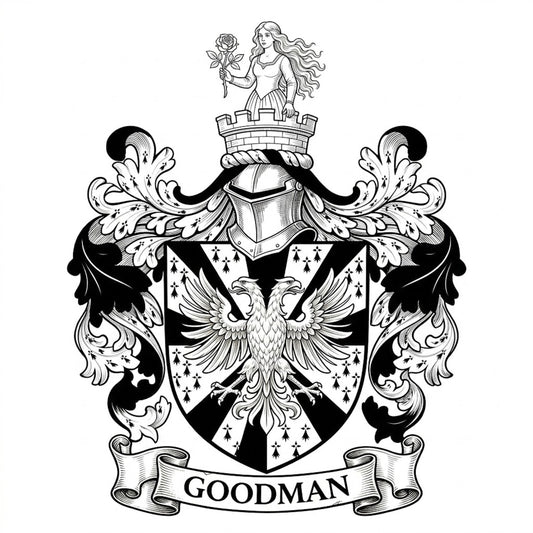 The Goodman Family Coat of Arms digital download: Includes Color PNG, B&W PNG, and SVG vector files