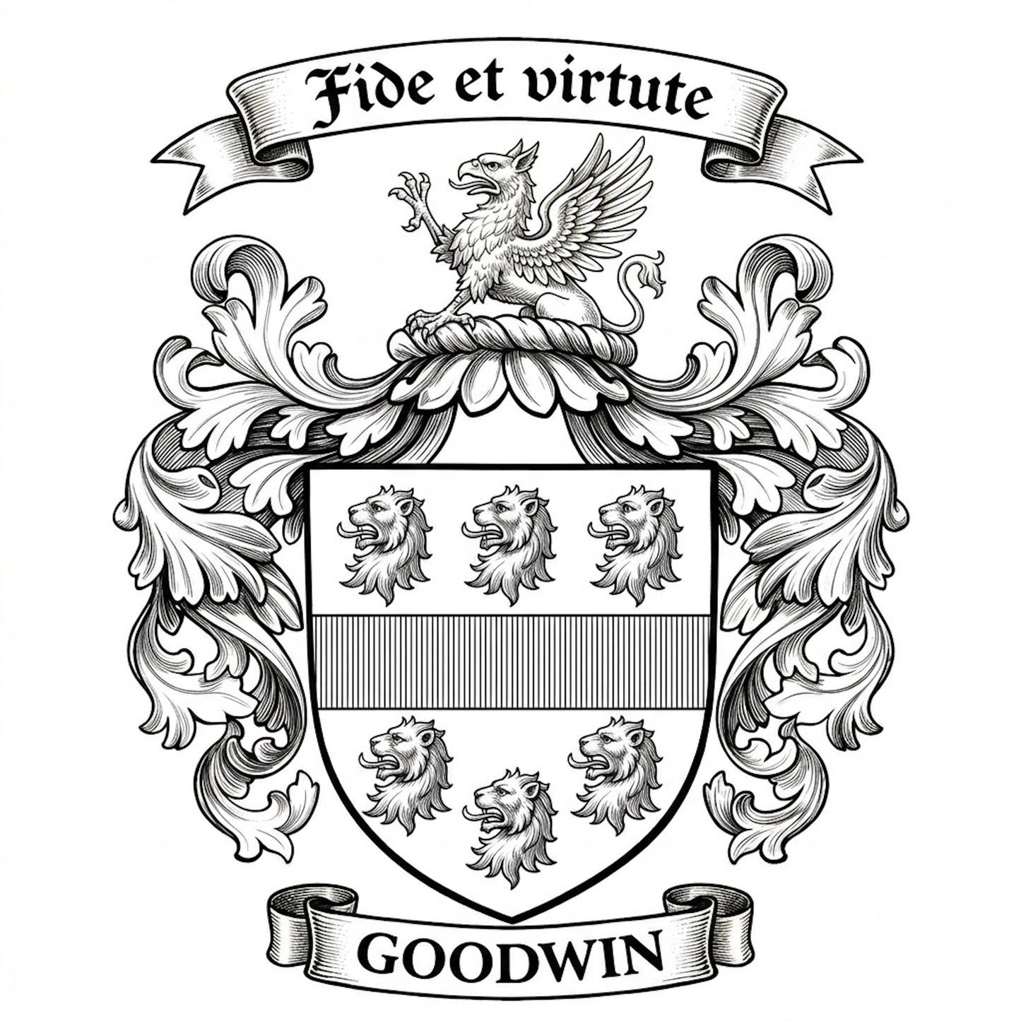 The Goodwin Family Coat of Arms digital download: Includes Color PNG, B&W PNG, and SVG vector files