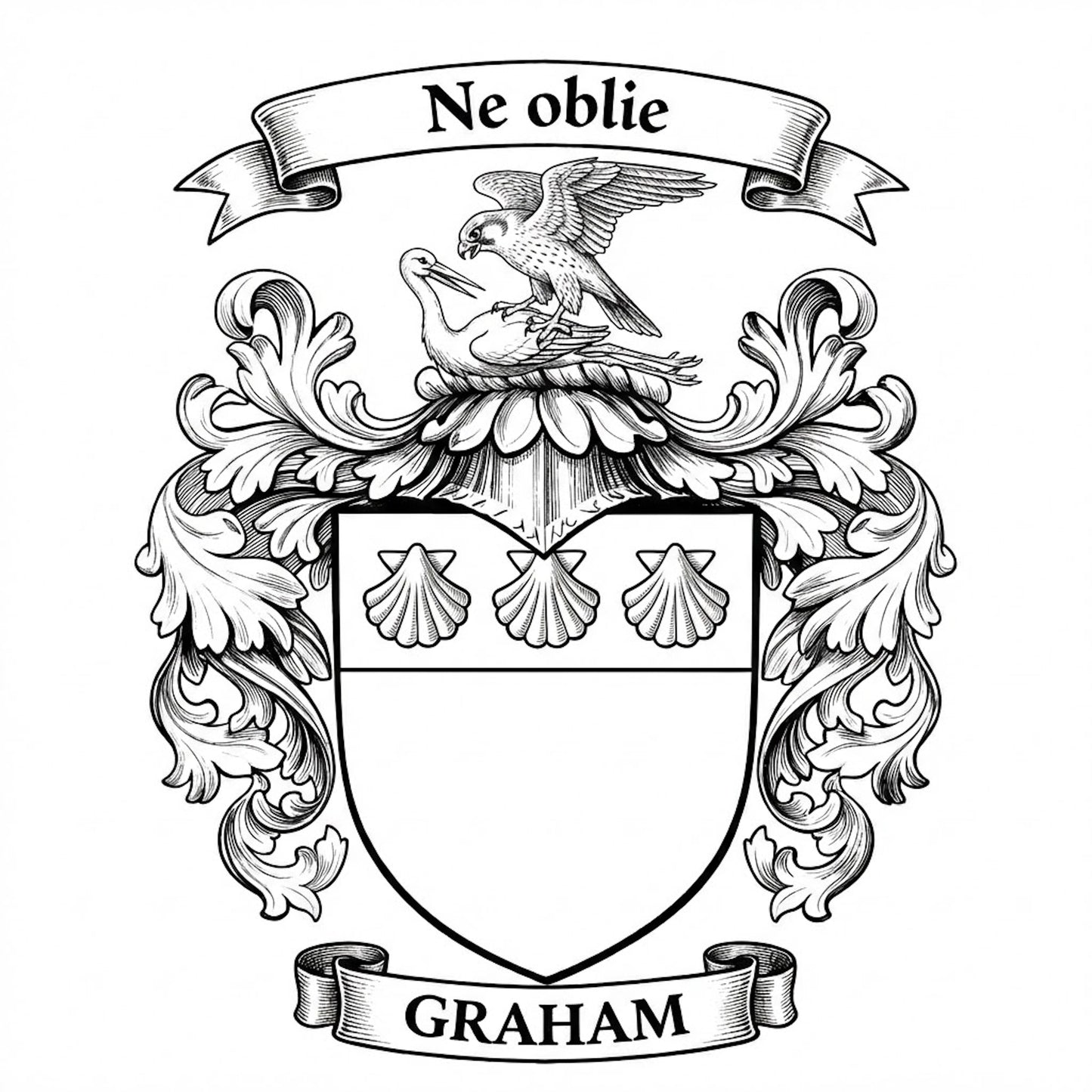 The Graham Family Coat of Arms digital download: Includes Color PNG, B&W PNG, and SVG vector files