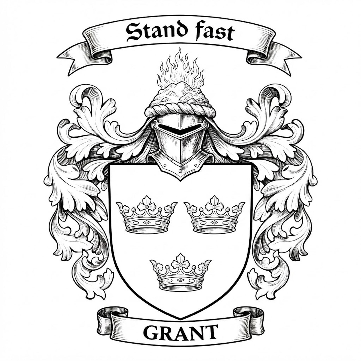 The Grant Family Coat of Arms digital download: Includes Color PNG, B&W PNG, and SVG vector files