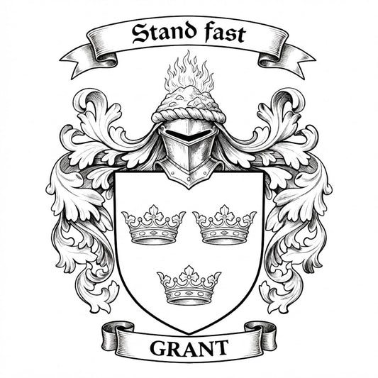 The Grant Family Coat of Arms digital download: Includes Color PNG, B&W PNG, and SVG vector files