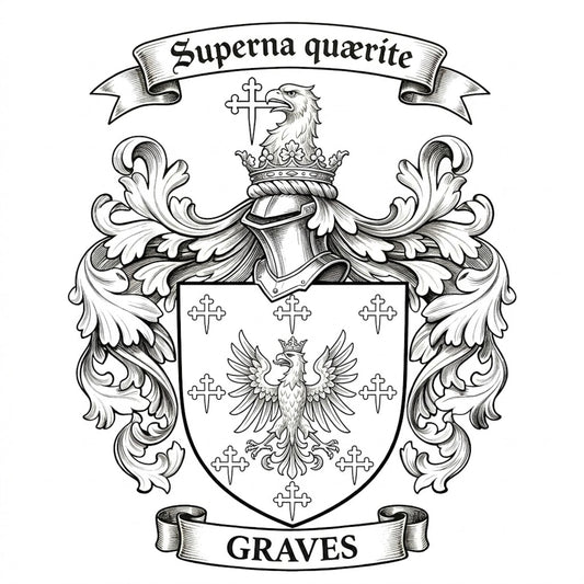 The Graves Family Coat of Arms digital download: Includes Color PNG, B&W PNG, and SVG vector files
