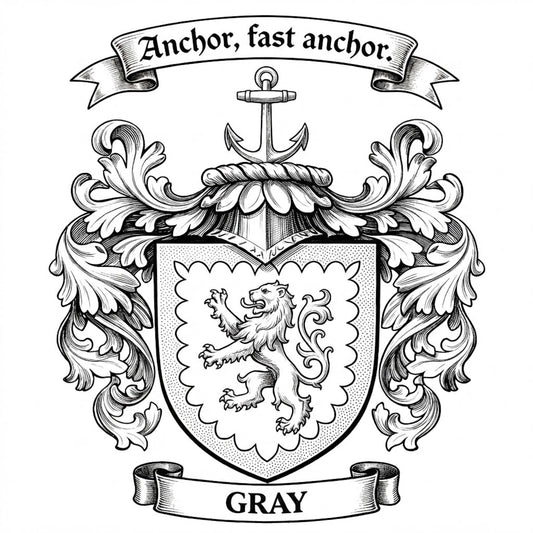 The Gray Family Coat of Arms digital download: Includes Color PNG, B&W PNG, and SVG vector files