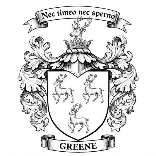 The Greene Family Coat of Arms digital download: Includes Color PNG, B&W PNG, and SVG vector files