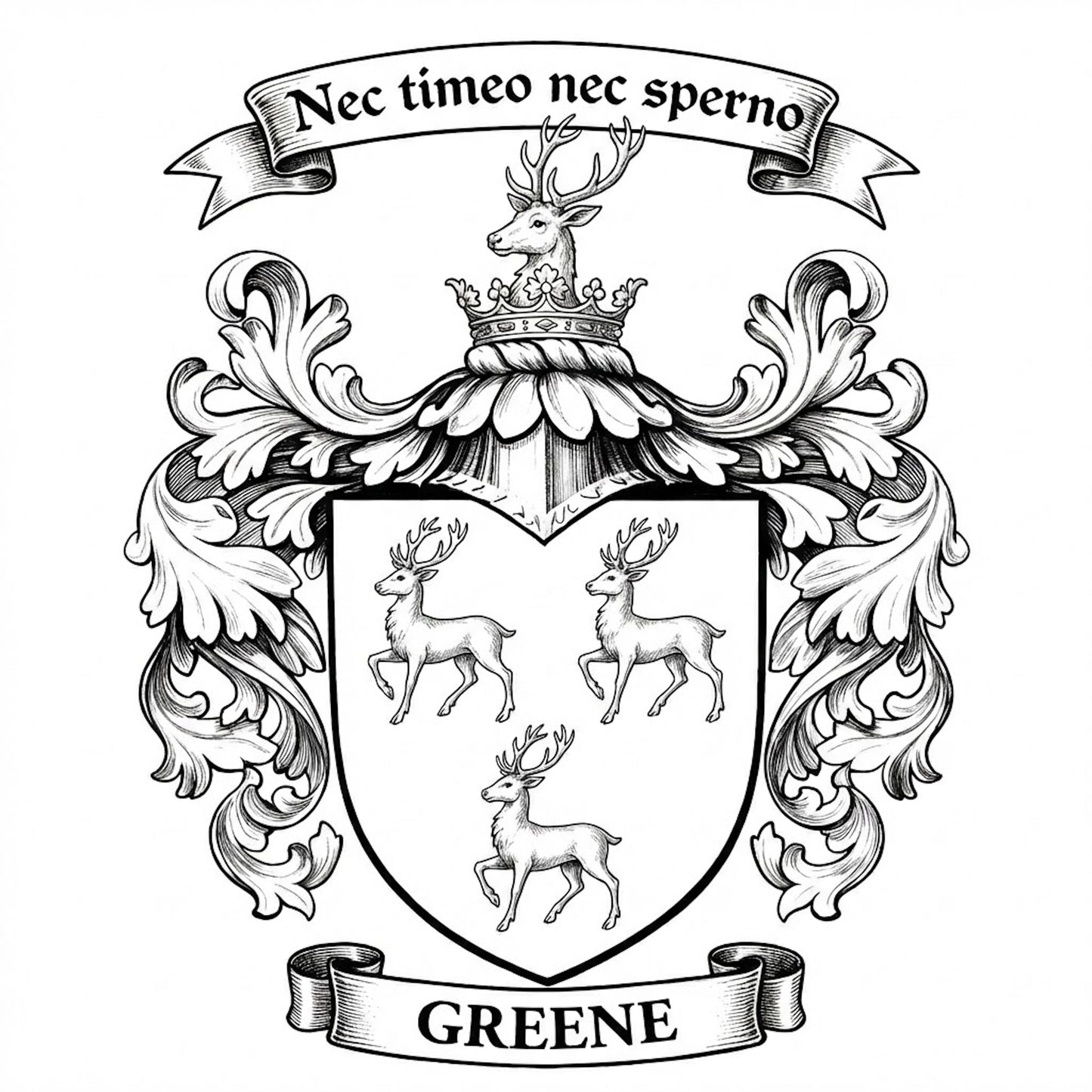 The Greene Family Coat of Arms digital download: Includes Color PNG, B&W PNG, and SVG vector files