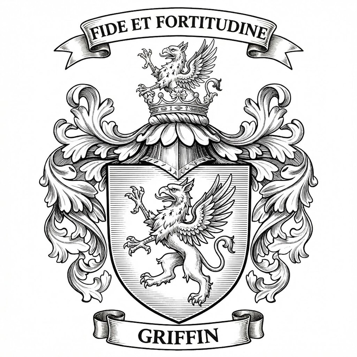 The Griffin Family Coat of Arms digital download: Includes Color PNG, B&W PNG, and SVG vector files