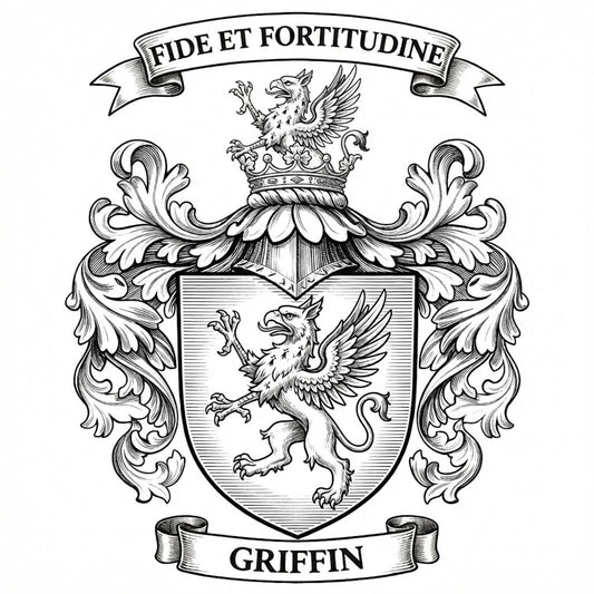 The Griffin Family Coat of Arms digital download: Includes Color PNG, B&W PNG, and SVG vector files