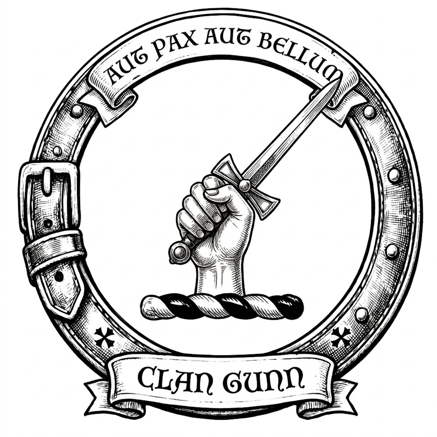 Clan Gunn Crest digital download: Includes Color PNG, B&W PNG, and SVG vector files