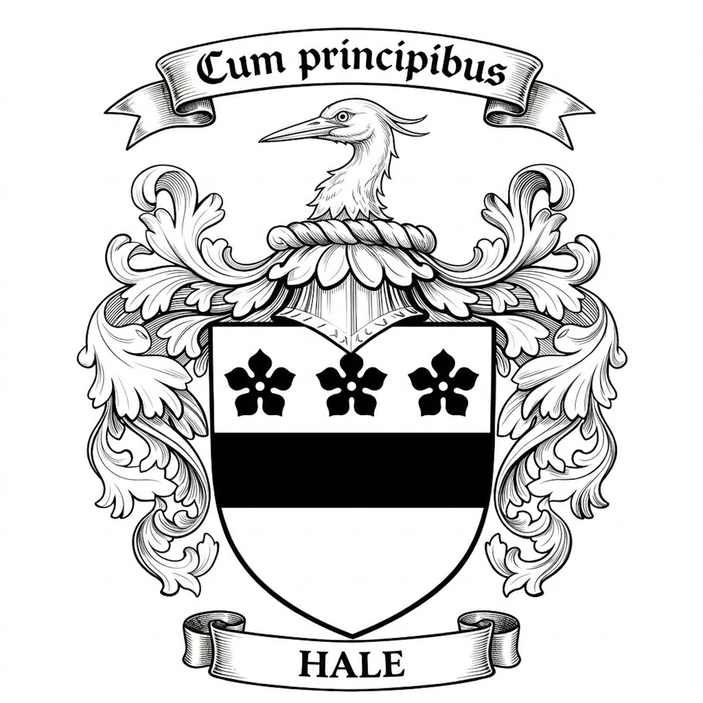 The Hale Family Coat of Arms digital download: Includes Color PNG, B&W PNG, and SVG vector files