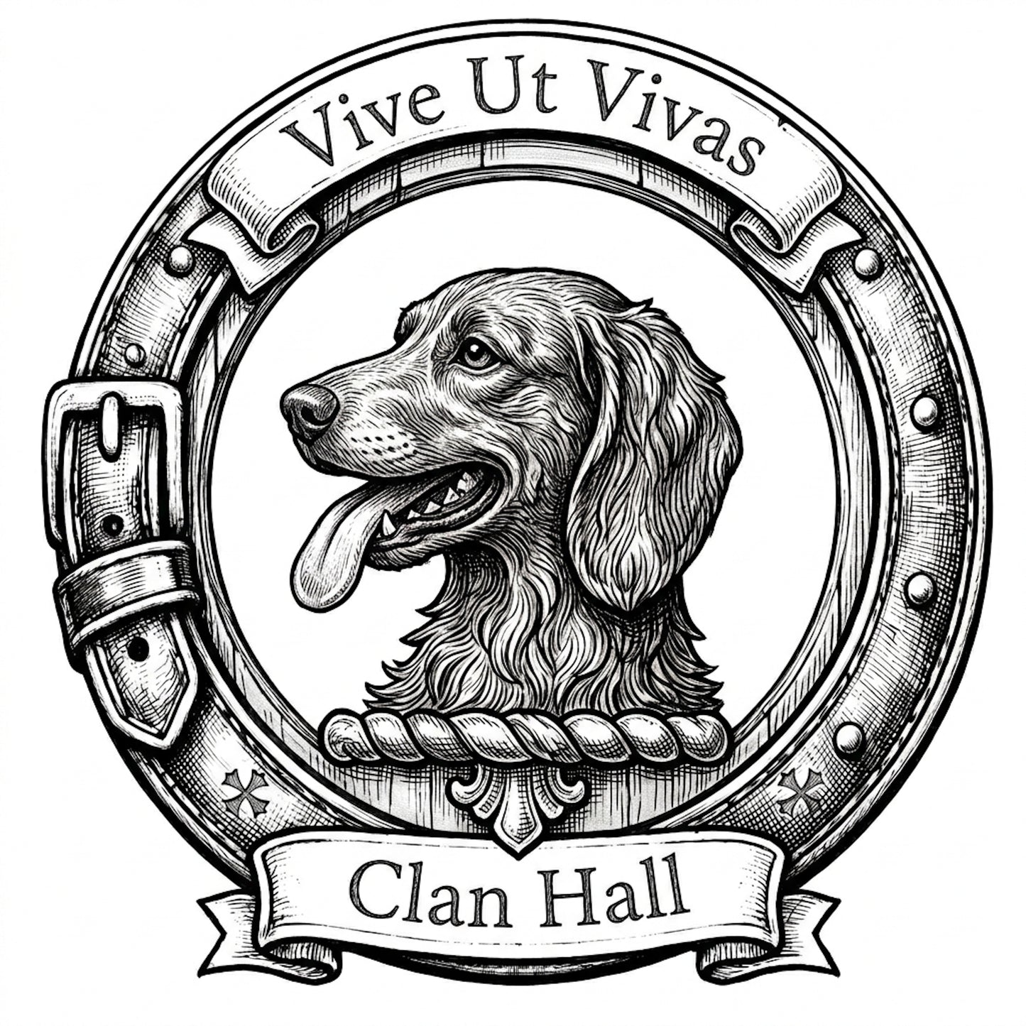 Clan Hall Crest digital download: Includes Color PNG, B&W PNG, and SVG vector files