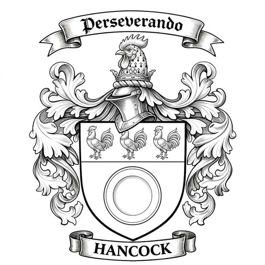 The Hancock Family Coat of Arms digital download: Includes Color PNG, B&W PNG, and SVG vector files