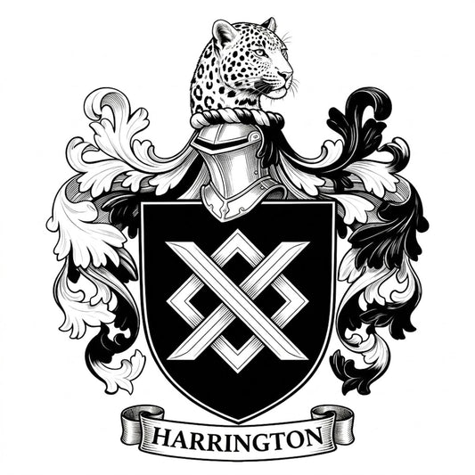 The Harrington Family Coat of Arms digital download: Includes Color PNG, B&W PNG, and SVG vector files