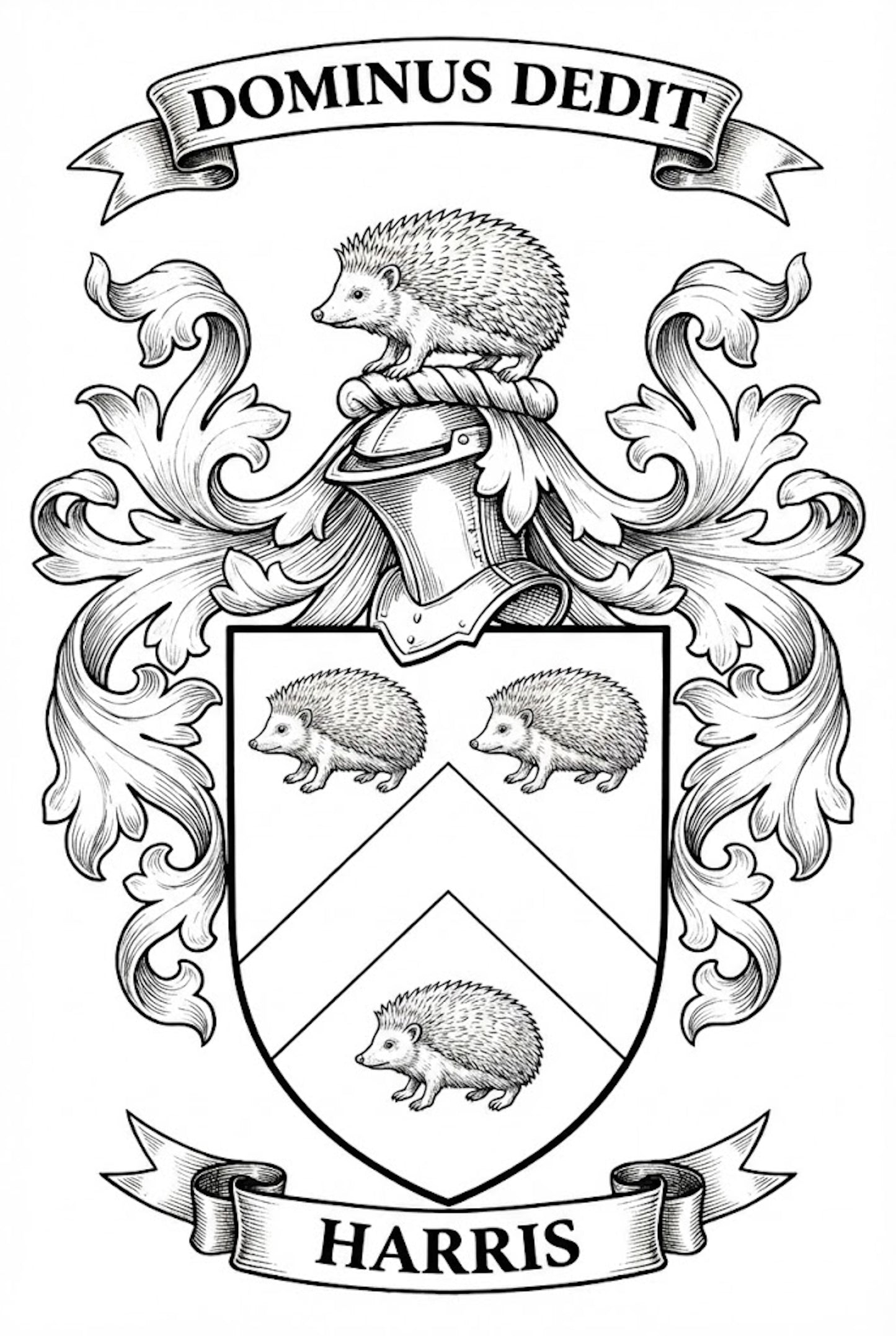 The Harris Family Coat of Arms digital download: Includes Color PNG, B&W PNG, and SVG vector files