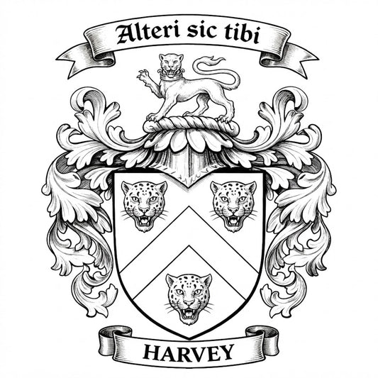 The Harvey Family Coat of Arms digital download: Includes Color PNG, B&W PNG, and SVG vector files