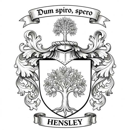 The Hensley Family Coat of Arms digital download: Includes Color PNG, B&W PNG, and SVG vector files
