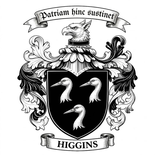 The Higgins Family Coat of Arms digital download: Includes Color PNG, B&W PNG, and SVG vector files