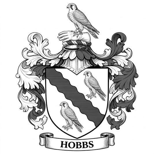 The Hobbs Family Coat of Arms digital download: Includes Color PNG, B&W PNG, and SVG vector files