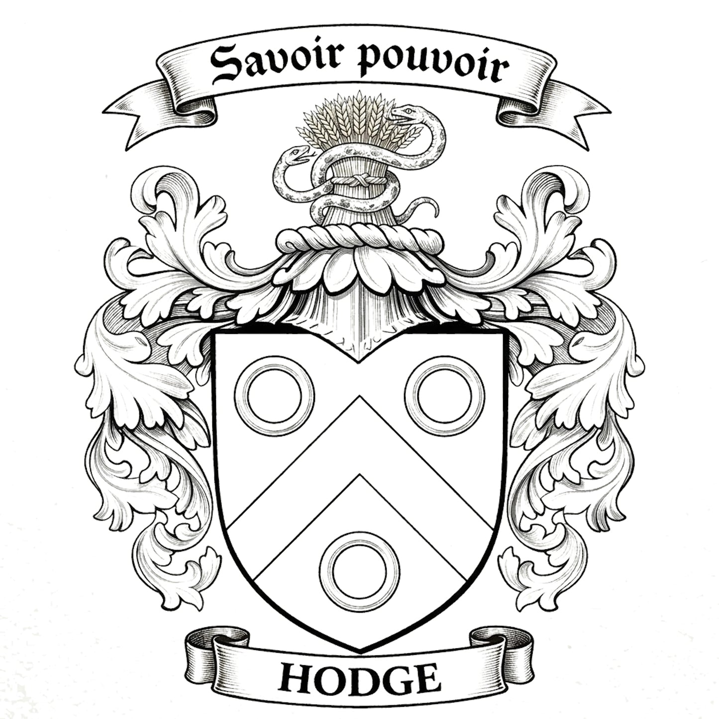 The Hodge Family Coat of Arms digital download: Includes Color PNG, B&W PNG, and SVG vector files