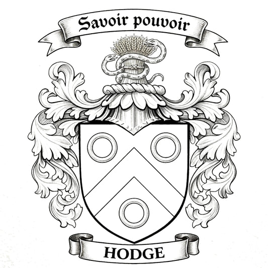 The Hodge Family Coat of Arms digital download: Includes Color PNG, B&W PNG, and SVG vector files