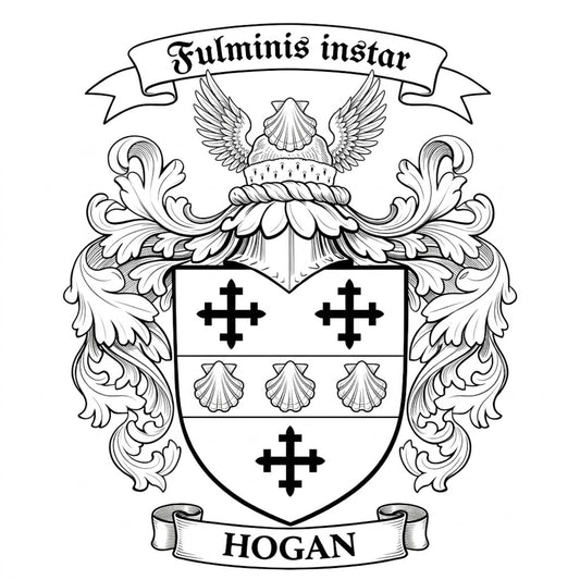 The Hogan Family Coat of Arms digital download: Includes Color PNG, B&W PNG, and SVG vector files