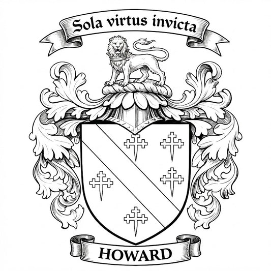 The Howard Family Coat of Arms digital download: Includes Color PNG, B&W PNG, and SVG vector files