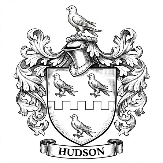The Hudson Family Coat of Arms digital download: Includes Color PNG, B&W PNG, and SVG vector files