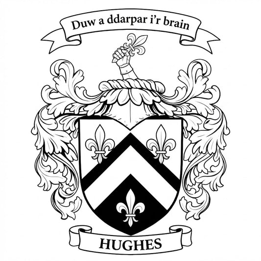 The Hughes Family Coat of Arms digital download: Includes Color PNG, B&W PNG, and SVG vector files