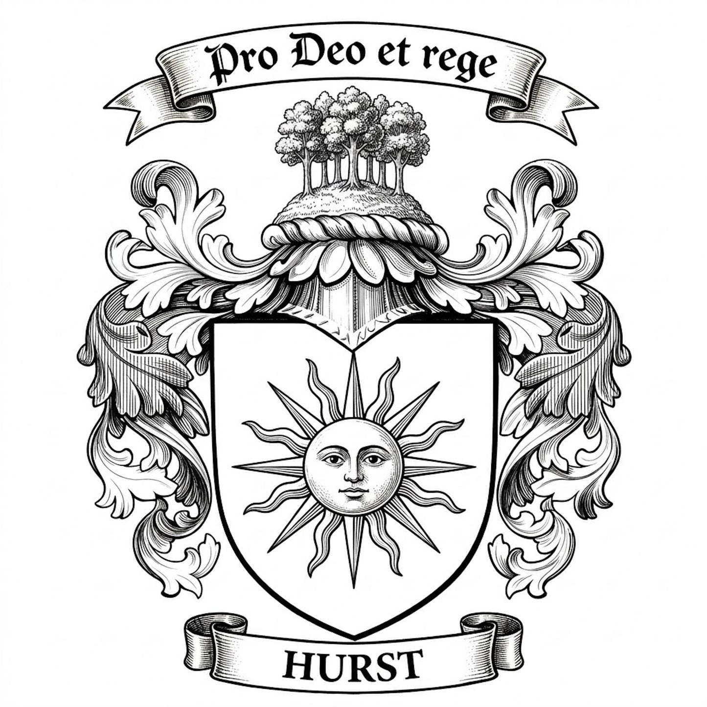 The Hurst Family Coat of Arms digital download: Includes Color PNG, B&W PNG, and SVG vector files